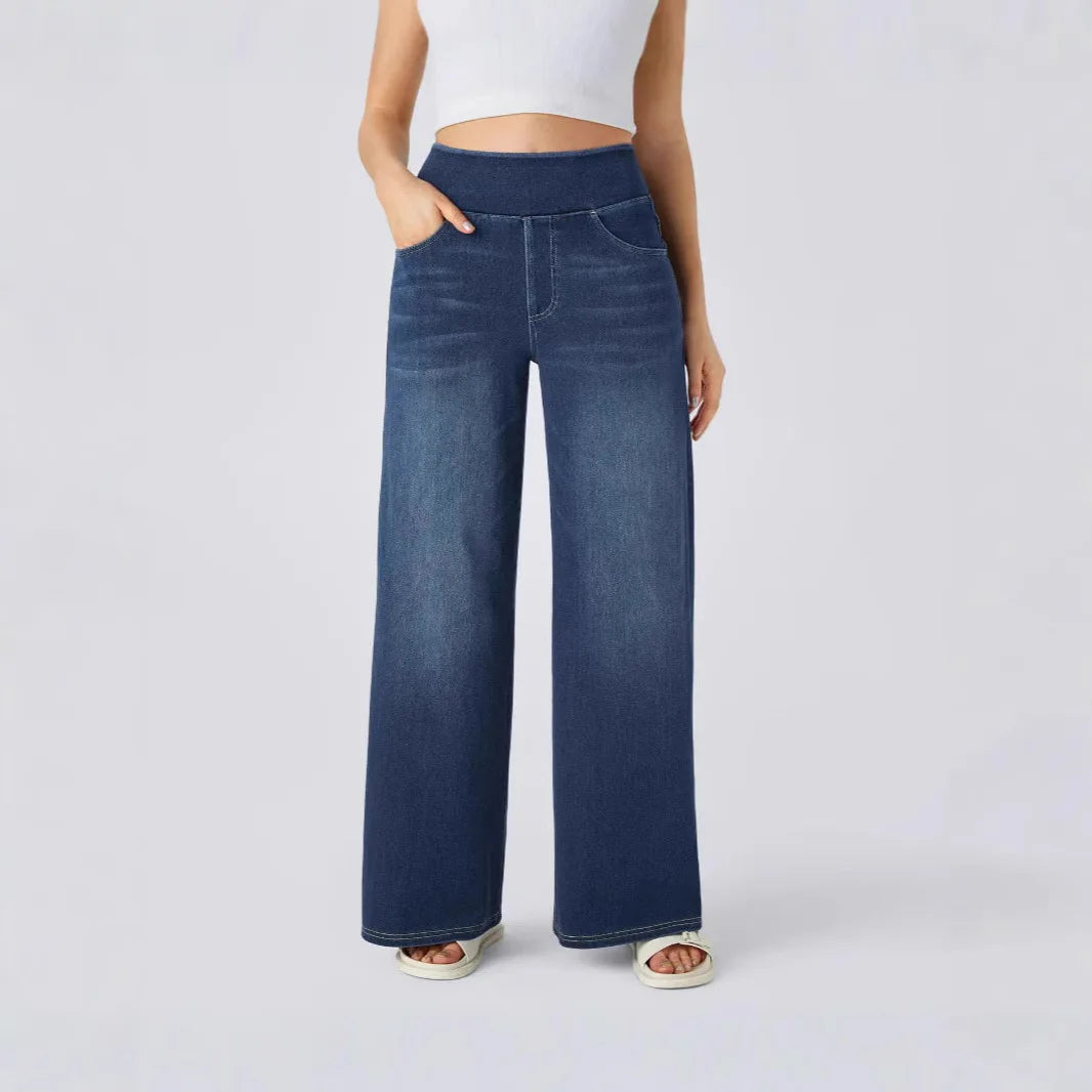 High-Waist Wide-Leg Maternity Denim Jeans