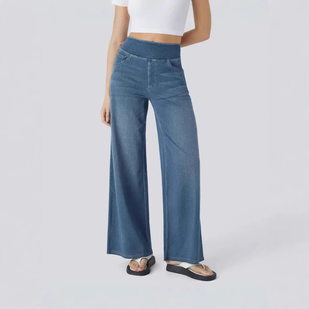 High-Waist Wide-Leg Maternity Denim Jeans