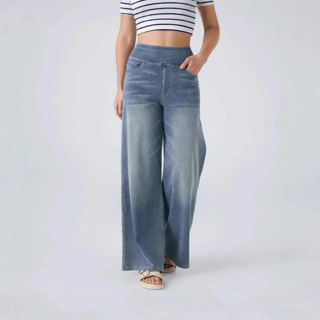 High-Waist Wide-Leg Maternity Denim Jeans