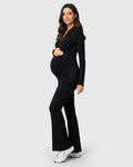 Zip-Front Ribbed Maternity Jumpsuit